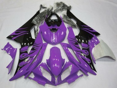 Best 2008-2016 Yamaha YZF R6 Motorcycle Fairings - Purple Glossy Black Flame UK