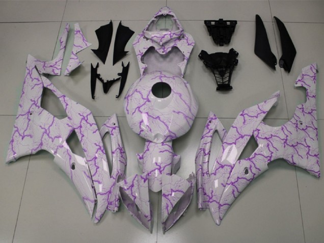 2008-2016 Yamaha YZF R6 Motorcycle Fairings - White Purple Lightning UK