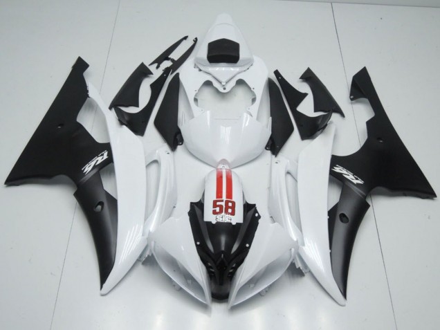 2008-2016 Yamaha YZF R6 Motorcycle Fairings - White Red Matte Black 58 UK