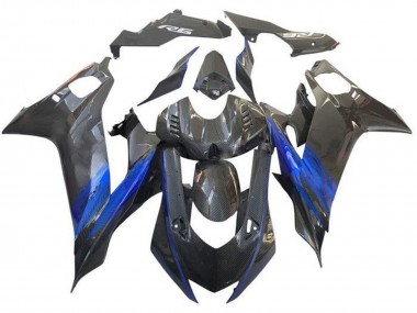 Best 2017-2023 Yamaha YZF R6 Motorcycle Fairing - Blue Black Faux Carbon Fiber UK