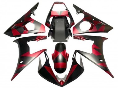 Best 2003-2004 Yamaha YZF R6 Motorcycle Fairings - Red Matte Black Geometric UK