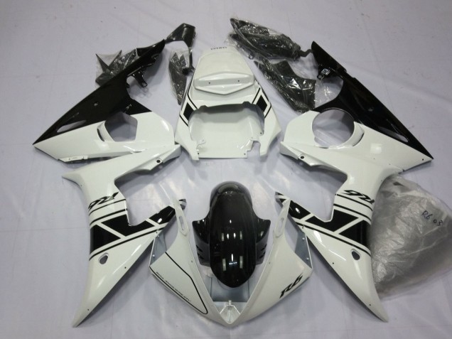 2003-2004 Yamaha YZF R6 Motorcycle Fairings - White Glossy Black UK