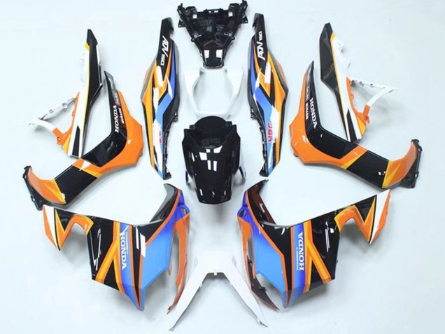 2018-2021 Honda ADV150 Motorcycle Fairings - Blue Orange Glossy Black UK