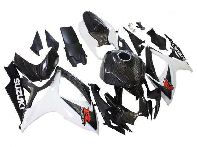 2006-2007 Suzuki GSXR 600/750 Motorcycle Fairings - Black White Carbon Fiber Style UK