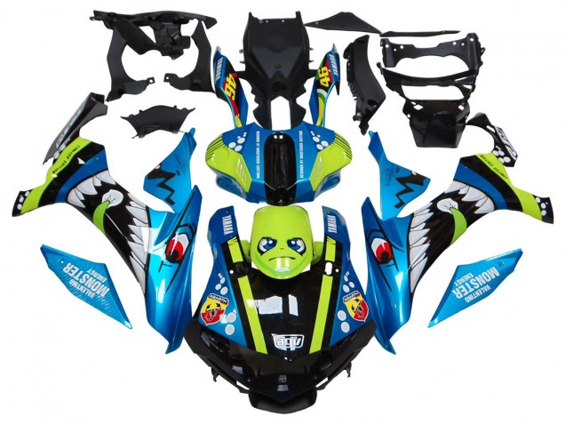 2015-2019 Yamaha YZF R1 Motorcycle Fairings - Blue Green Black Shark UK
