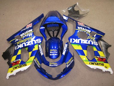 Best 2000-2002 Suzuki GSXR 1000 Motorcycle Fairings - Blue Yellow White Telefumica MoviStar UK