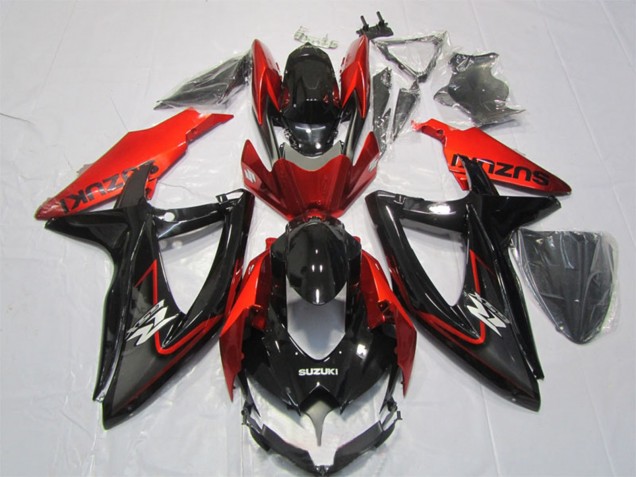2007-2008 Suzuki GSXR 1000 Motorcycle Fairing - Glossy Black Red UK