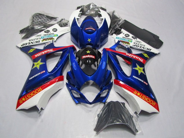 2007-2008 Suzuki GSXR 1000 Motorcycle Fairing Kits - White Blue Red Black Rockstar UK