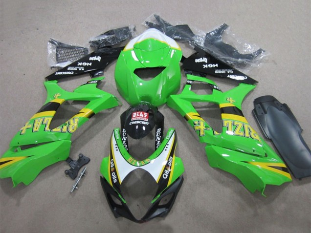 2007-2008 Suzuki GSXR 1000 Motorcycle Fairings - Green White Yellow Black Rizla Q8 Oils UK