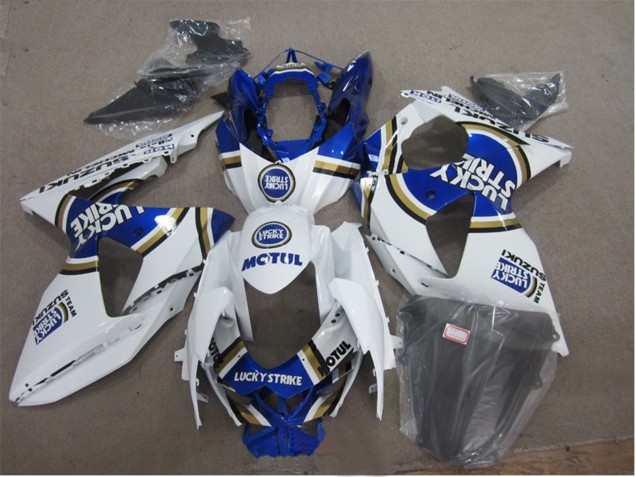 2009-2016 Suzuki GSXR 1000 Motorcycle Fairings - White Blue Lucky Strike Motul UK