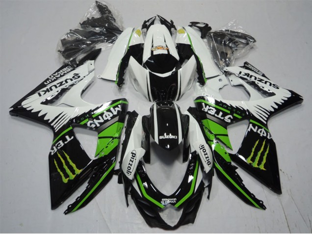 2009-2016 Suzuki GSXR 1000 Motorcycle Fairings - White Green Monster Black Pizzoli UK