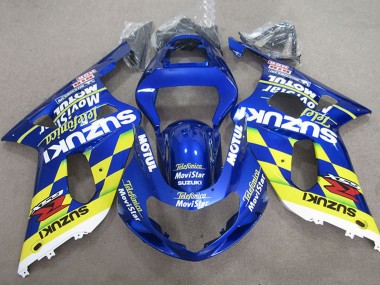 Best 2001-2003 Suzuki GSXR 600 Motorcycle Fairings - Blue Yellow Telefumica MoviStar UK