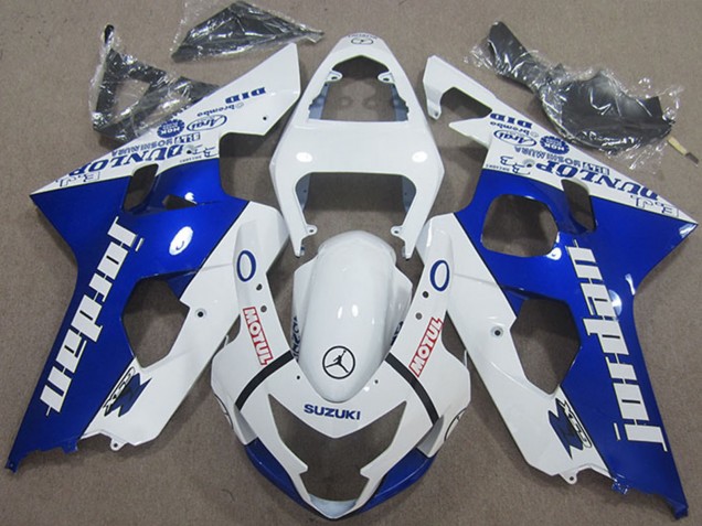 2004-2005 Suzuki GSXR 600 Motorcycle Fairings - White Blue Jordan Motul UK