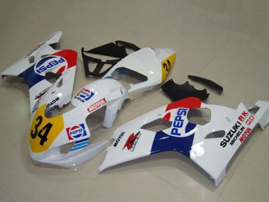 Best 2004-2005 Suzuki GSXR 750 Motorcycle Fairings - White Blue Red Yellow Pepsi 34 UK