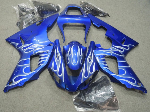 2000-2001 Yamaha YZF R1 Motorcycle Fairings - Blue White Flame UK