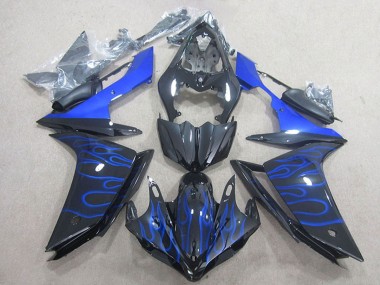 Best 2007-2008 Yamaha YZF R1 Motorcycle Fairing - Glossy Black Blue Flame UK