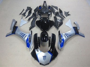 Best 2015-2019 Yamaha YZF R1 Motorcycle Fairings - Silver Blue Glossy Black Monster UK