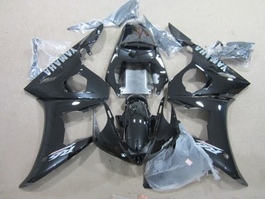 Best 2003-2004 Yamaha YZF R6 Motorcycle Fairings - Glossy Black Silver Decals UK