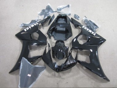 Best 2003-2004 Yamaha YZF R6 Motorcycle Fairing - Glossy Black White Decals UK