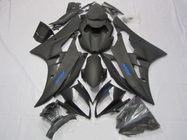 Best 2006-2007 Yamaha YZF R6 Motorcycle Fairings - Matte Black Blue Decals UK