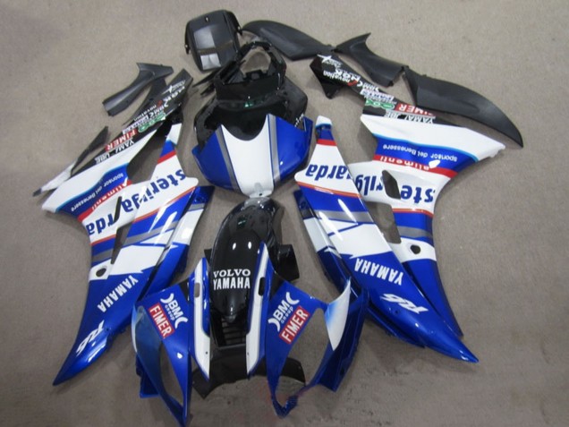 2006-2007 Yamaha YZF R6 Motorcycle Fairings - White Blue Red Sterilgarda Volvo Fimer UK