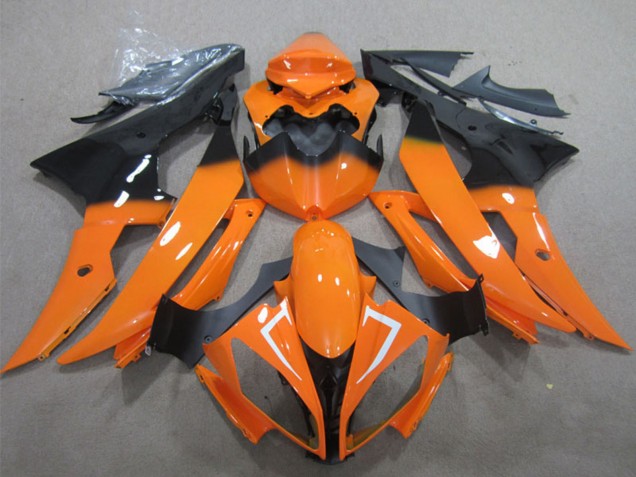 2008-2016 Yamaha YZF R6 Motorcycle Fairing - Orange Glossy Black UK
