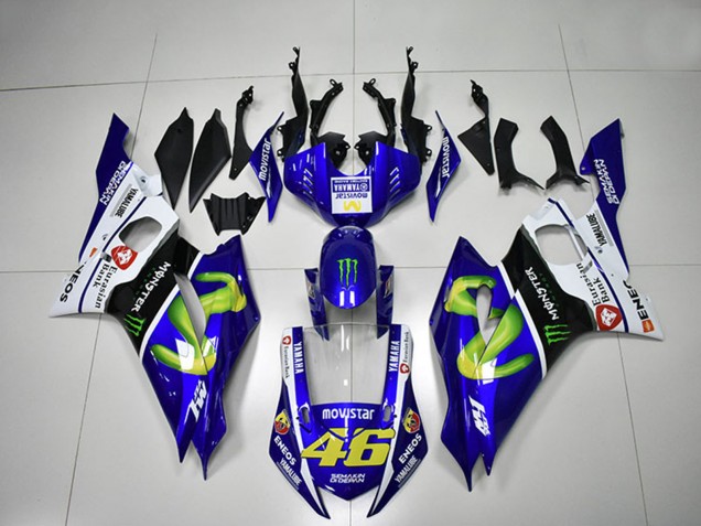 2017-2023 Yamaha YZF R6 Motorcycle Fairings - White Blue Black Green Monster MoviStar 46 UK