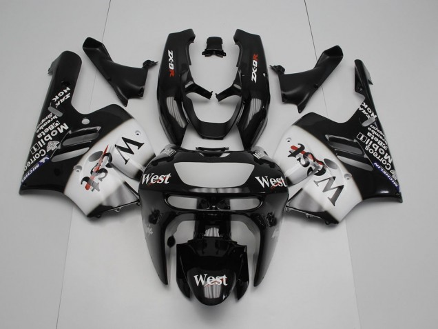 ABS 1994-1997 Black White West Kawasaki ZX9R Motorcycle Replacement Fairings UK ABS 1994-1997 Black White West Kawasaki ZX9R Motorcycle Replacement Fairings UK