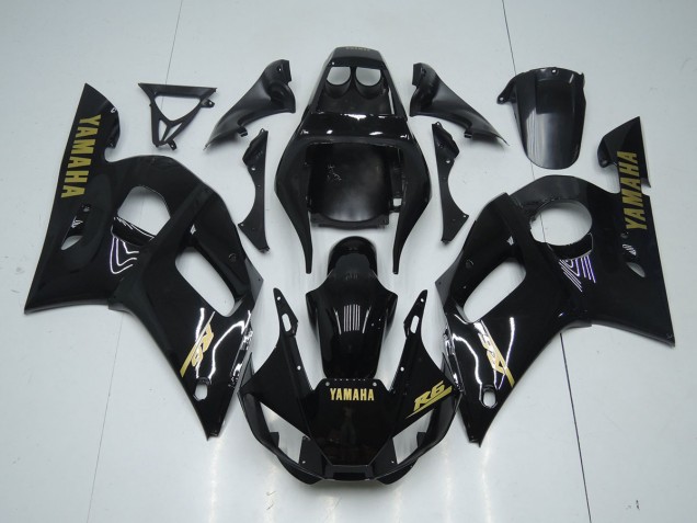 ABS 1998-2002 Glossy Black Gold Sticker Yamaha YZF R6 Bike Fairings UK