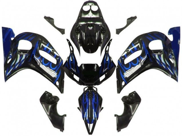 ABS 1998-2002 Black Blue Flame Yamaha YZF R6 Motorcycle Bodywork UK ABS 1998-2002 Black Blue Flame Yamaha YZF R6 Motorcycle Bodywork UK