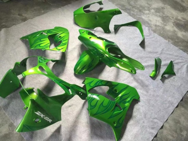 ABS 2000-2001 Green Green Flame Kawasaki ZX9R Replacement Fairings UK ABS 2000-2001 Green Green Flame Kawasaki ZX9R Replacement Fairings UK