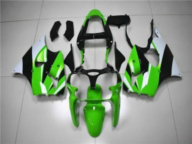 ABS 2000-2002 Green White Black Kawasaki ZX6R Bike Fairing Kit UK ABS 2000-2002 Green White Black Kawasaki ZX6R Bike Fairing Kit UK