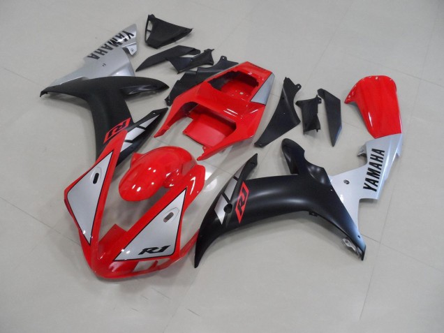 ABS 2002-2003 Red Matte Silver Yamaha YZF R1 Motorcycle Fairing Kit UK ABS 2002-2003 Red Matte Silver Yamaha YZF R1 Motorcycle Fairing Kit UK