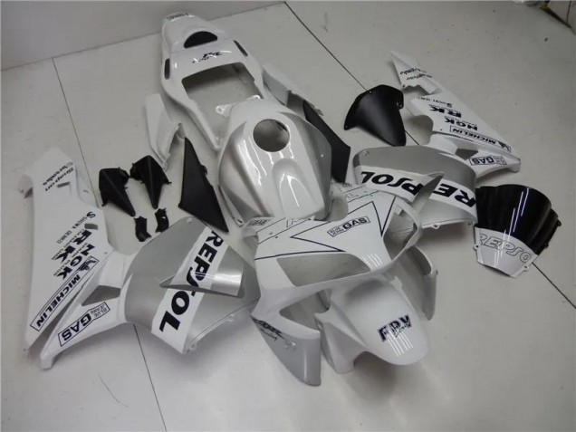 ABS 2003-2004 Silver White Black Repsol Honda CBR600RR Motorcycle Fairings Kit UK ABS 2003-2004 Silver White Black Repsol Honda CBR600RR Motorcycle Fairings Kit UK