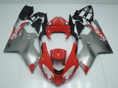 ABS 2003-2006 Silver and Red Aprilia RSV1000 Motorbike Fairing Kits UK