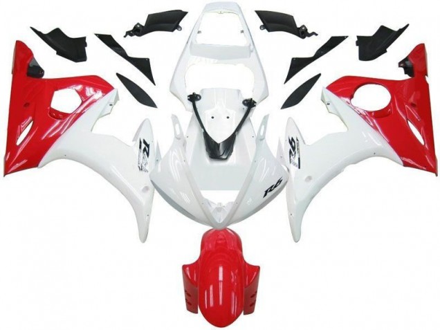 ABS 2003-2005 White Red Yamaha YZF R6 Motorbike Fairing Kits UK ABS 2003-2005 White Red Yamaha YZF R6 Motorbike Fairing Kits UK