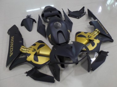 ABS 2005-2006 Matte Black with Gold Skull Honda CBR600RR Moto Fairings UK