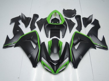ABS 2006-2007 Matte Black with Green Line Kawasaki ZX10R Motorcycle Fairing Kits UK