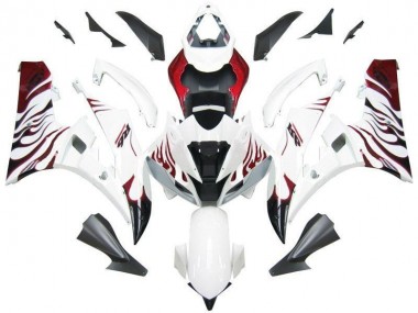 ABS 2006-2007 White Red Flame Yamaha YZF R6 Motorcycle Fairing UK