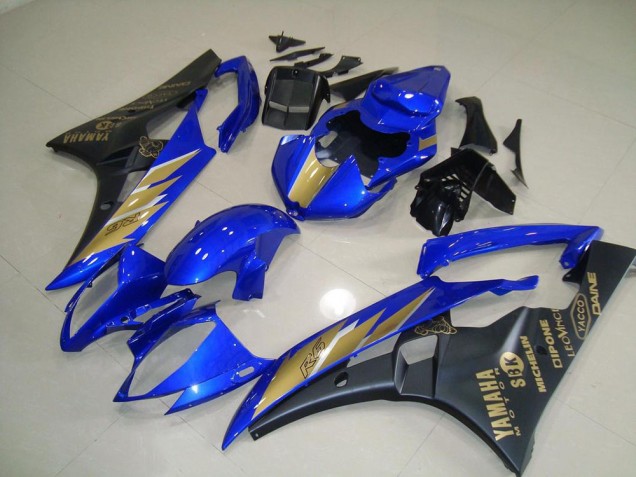 ABS 2006-2007 Black Blue with Gold Sticker Yamaha YZF R6 Motorcycle Fairing UK ABS 2006-2007 Black Blue with Gold Sticker Yamaha YZF R6 Motorcycle Fairing UK
