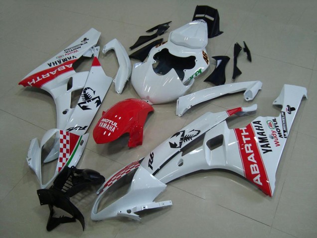ABS 2006-2007 White Red Abarth Yamaha YZF R6 Motorcycle Fairings UK
