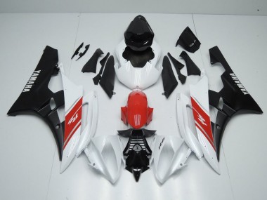 ABS 2006-2007 White Red and Matte Black Yamaha YZF R6 Motorbike Fairings UK