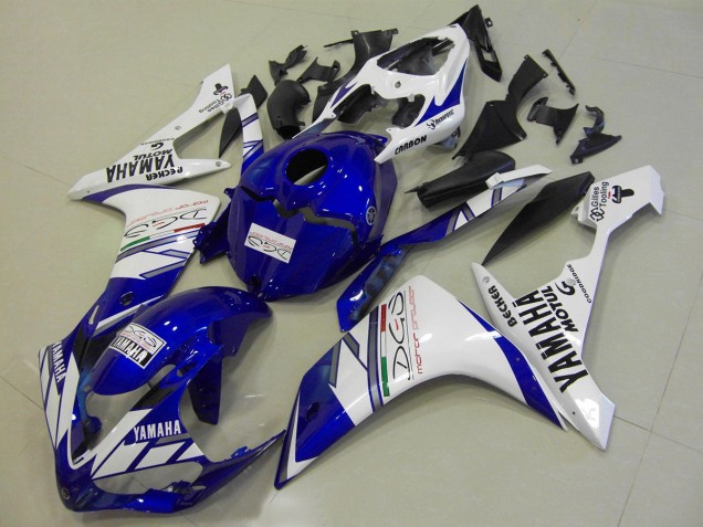 ABS 2007-2008 White Blue Tri Colour Yamaha YZF R1 Motorcycle Replacement Fairings UK ABS 2007-2008 White Blue Tri Colour Yamaha YZF R1 Motorcycle Replacement Fairings UK