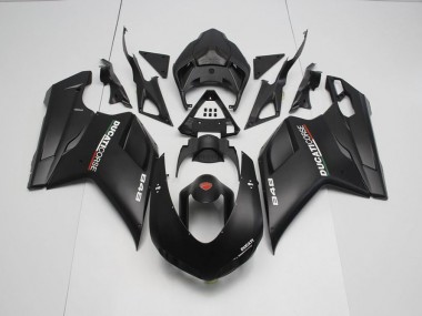 ABS 2007-2014 Matte Black with White Decals Ducati 848 1098 1198 Motorcycle Fairing UK