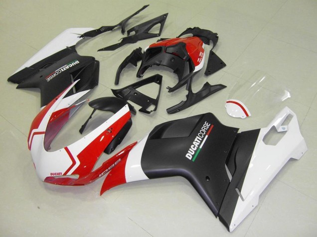 ABS 2007-2014 Matte Black White Red Ducati 848 1098 1198 Motorcycle Fairing Kit UK ABS 2007-2014 Matte Black White Red Ducati 848 1098 1198 Motorcycle Fairing Kit UK