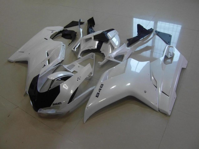 ABS 2007-2014 Pearl White Black Stripe Ducati 848 1098 1198 Motorcycle Replacement Fairings UK ABS 2007-2014 Pearl White Black Stripe Ducati 848 1098 1198 Motorcycle Replacement Fairings UK