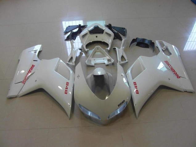 ABS 2007-2014 Pearl White Red Decals Ducati 848 1098 1198 Motor Fairings UK ABS 2007-2014 Pearl White Red Decals Ducati 848 1098 1198 Motor Fairings UK