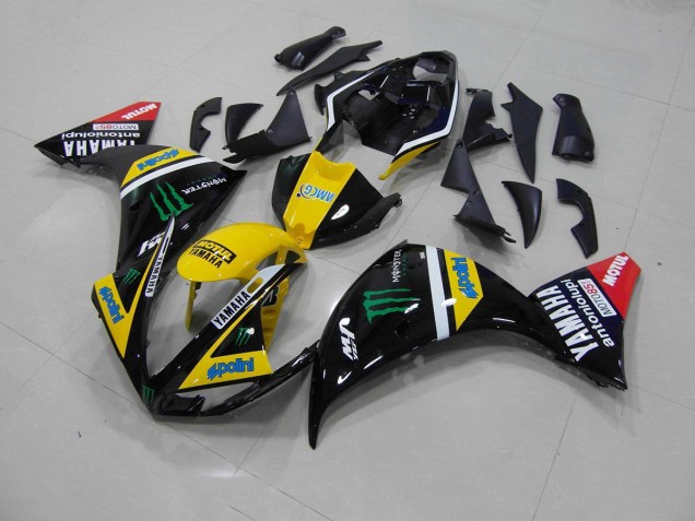 ABS 2009-2011 Yellow Black Monster Yamaha YZF R1 Motorcycle Fairing UK ABS 2009-2011 Yellow Black Monster Yamaha YZF R1 Motorcycle Fairing UK
