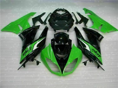 ABS 2009-2012 Black Green Kawasaki ZX6R Bike Fairing Kit UK