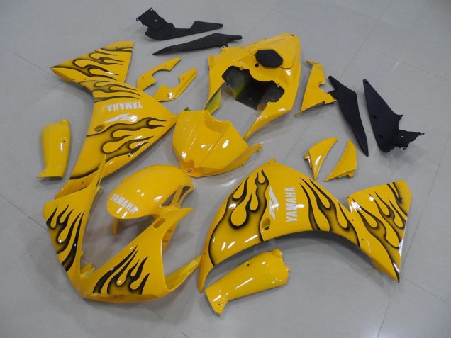 ABS 2012-2014 Yellow Black Flame Yamaha YZF R1 Motorcyle Fairings UK ABS 2012-2014 Yellow Black Flame Yamaha YZF R1 Motorcyle Fairings UK